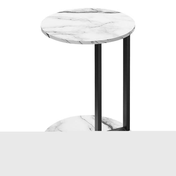 Daphnes Dinnette 18.25 x 18.25 x 24 in. Accent Table - White Marble-Look - Black Metal DA3070851